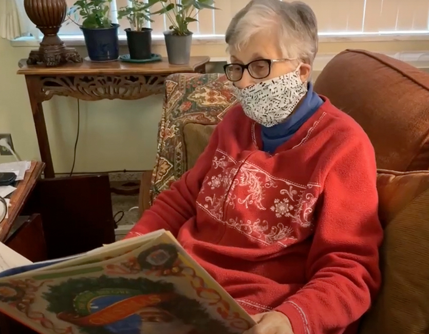 resident reading a christmas story