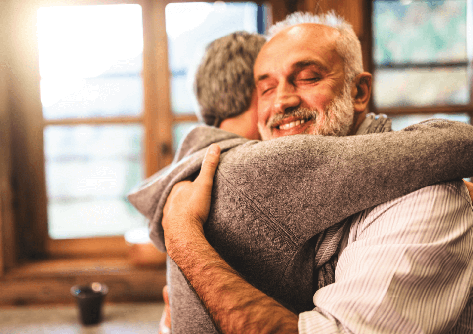 senior man hugging