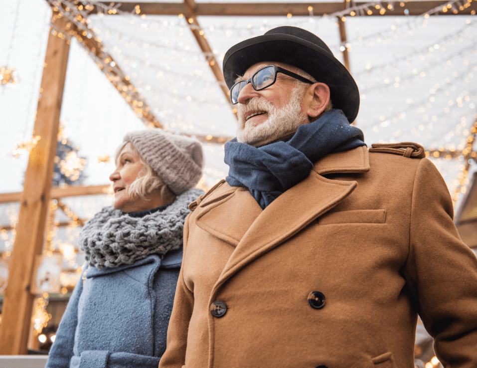 senior couple in winter clothing