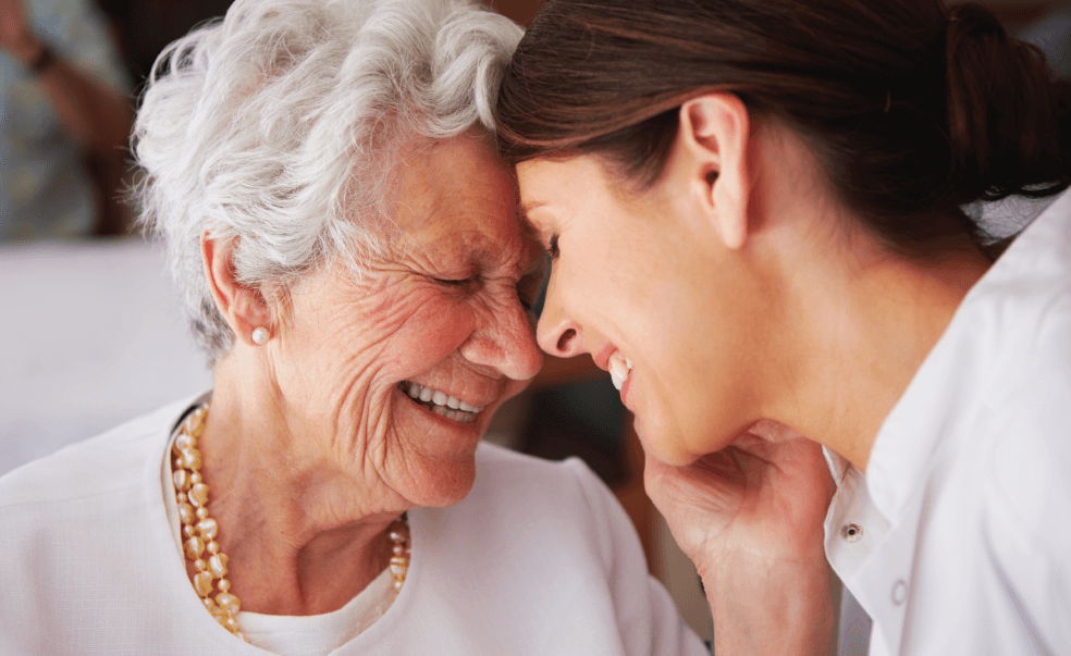 senior mom and her daughter