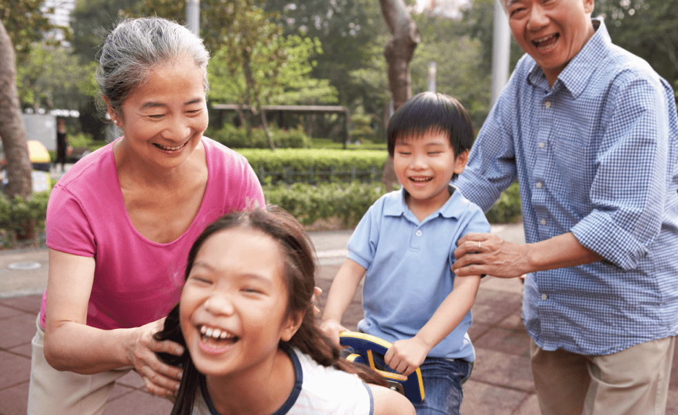 asian family at the park