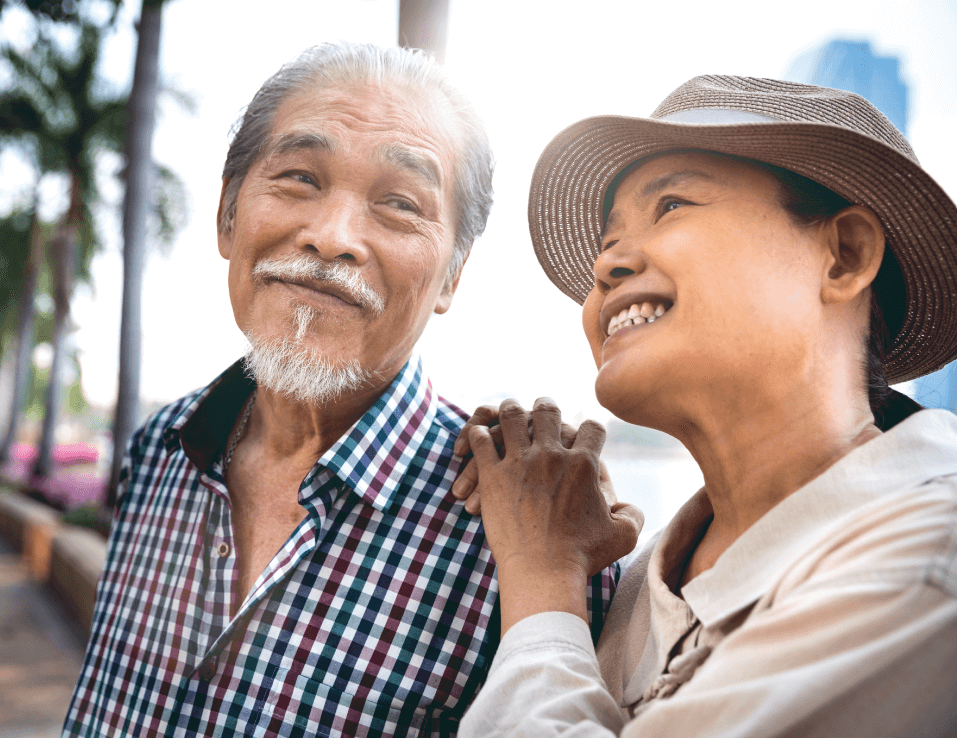 senior couple hanging out outdoors