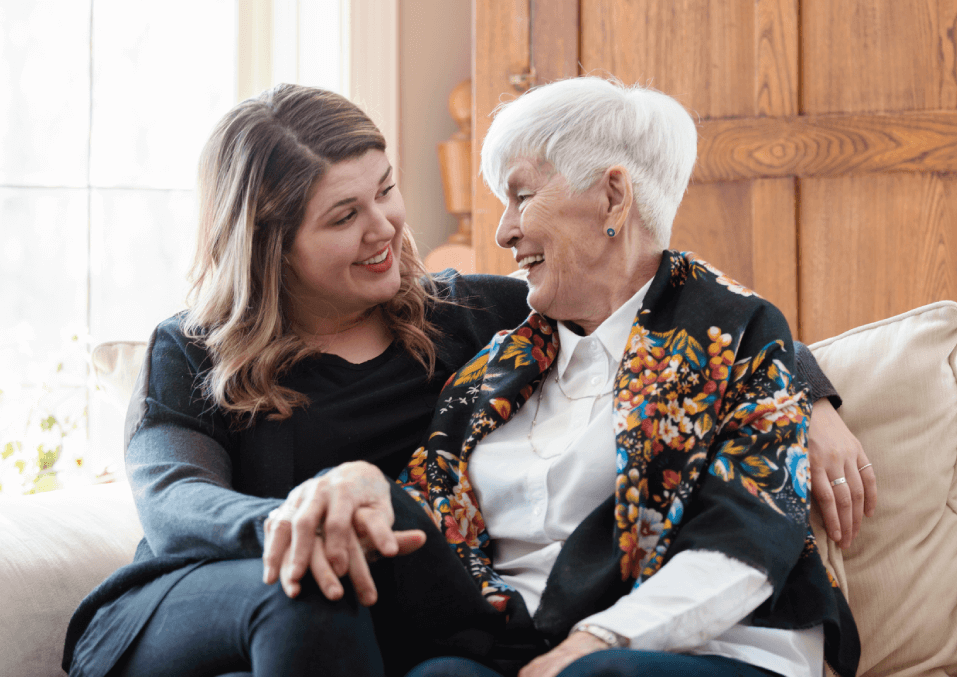 Granddaughter meeting with her grandmother