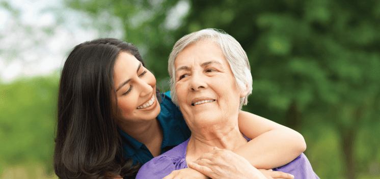 senior woman and her daughter