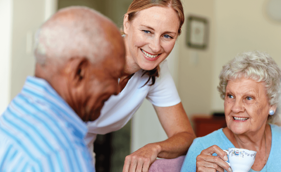 nurse helping seniors