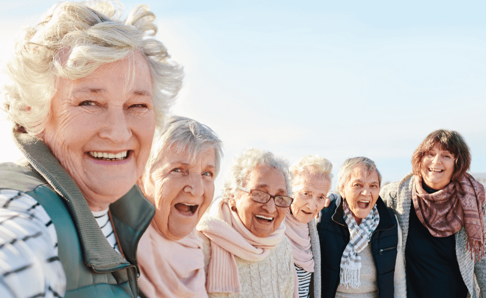 senior women on the beach