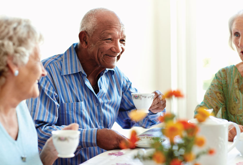 Seniors having tea