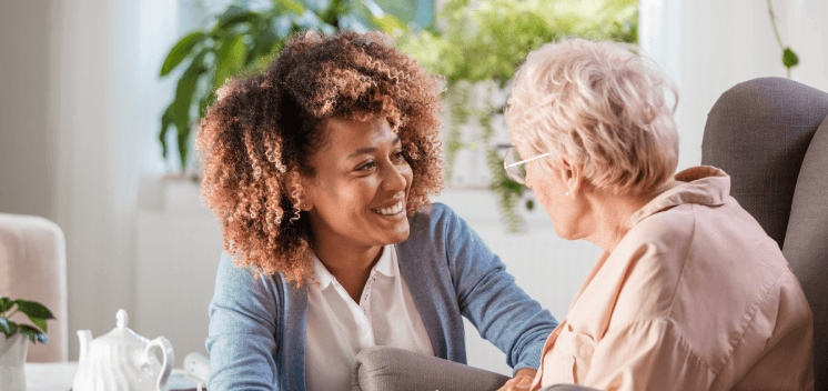 senior woman with younger woman\