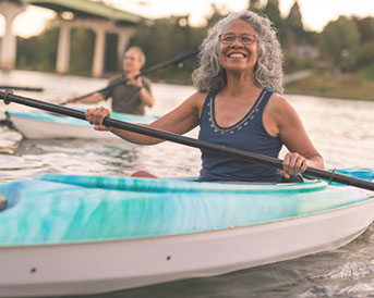 senior woman in a kayak